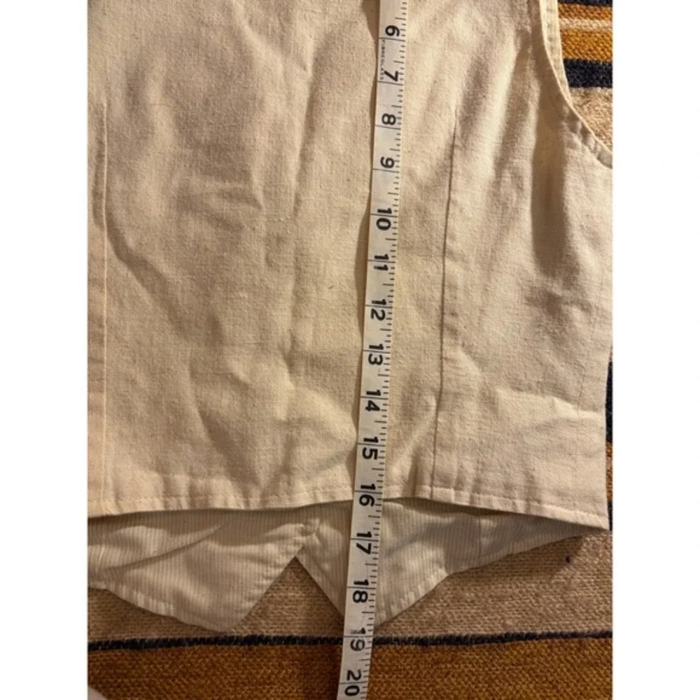VTG Kids Cream Button Front Formal Waistcoat‎ Vest V-Neck Retro Cottage Coquette